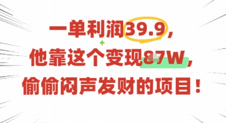 一单利润39.9,有人靠这个变现几十个,偷偷闷声发财的项目-知乎者也