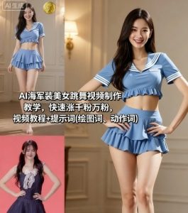AI海军装美女跳舞视频制作教学，快速涨千粉万粉，视频教程+提示词(绘图词、动作词)-知乎者也