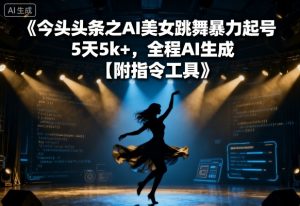 今日头条之AI美女跳舞暴力起号,5天1k+,全程AI生成【附指令工具】-知乎者也