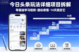 今日头条玩法详细项目拆解,零基础学习视频 通俗易懂 14天搞定它-知乎者也