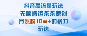 抖音高流量玩法：无脑搬运条条原创，月涨粉10w+的暴力玩法-知乎者也