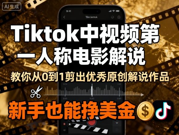 Tiktok中视频第一人称电影解说,教你从0到1剪出一个优秀的原创解说作品,新手也能挣美金-知乎者也