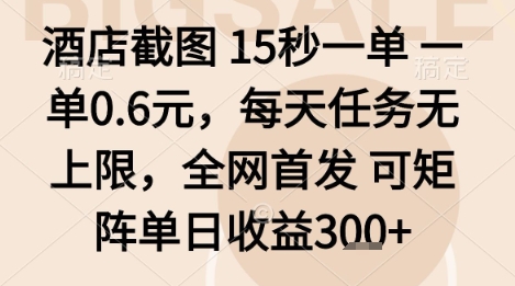 酒店截图项目,15秒一单,一单0.6米,每天任务无上限,全网首发可矩阵单日收益3张+【揭秘】-知乎者也