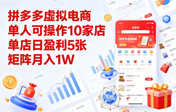拼多多虚拟电商,单人可操作10家店,单店日盈利5张,矩阵月入1W+【揭秘】-知乎者也