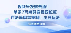视频号发财赛道单条7W点赞变现四位数方法简单易复制小白玩法-知乎者也