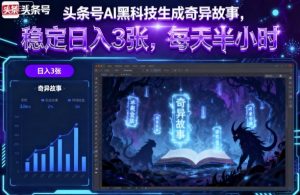 头条号AI黑科技生成奇异故事，稳定日入3张，每天半小时-知乎者也