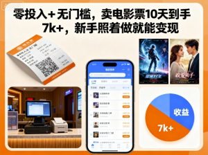 零投入+无门槛,卖电影票10天到手7k+,新手照着做就能变现【揭秘】-知乎者也