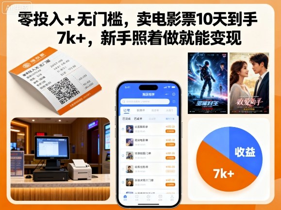 零投入+无门槛,卖电影票10天到手7k+,新手照着做就能变现【揭秘】-知乎者也