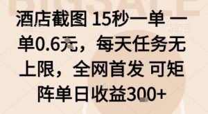 酒店截图15秒一单,一单0.6米,每天任务无上限,全网首发可矩阵单日收益3张【揭秘】-知乎者也