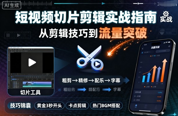 短视频切片剪辑实战指南，从剪辑技巧到流量突破-知乎者也