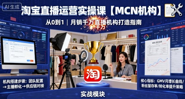 淘宝直播运营实操课【MCN机构】,从0到1做一家月销千W的直播机构-知乎者也