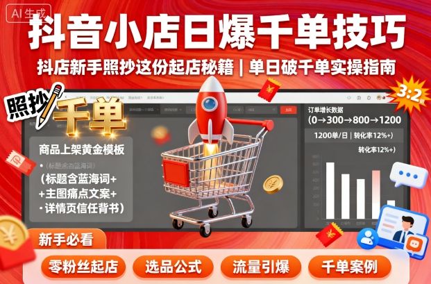 抖音小店日爆千单技巧,抖店新手照抄这份起店秘籍,单日破千单-知乎者也