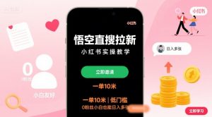 悟空直搜拉新小红书实操教学，一单10米，低门槛，0粉丝小白也能日入多张-知乎者也