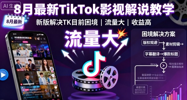 8月最新TikTok影视解说教学,新版解决TK目前困境,流量大,收益高-知乎者也
