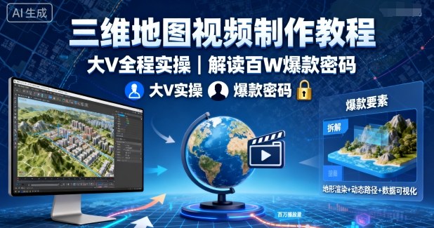 三维地图视频制作教程,大V全程实操,解读百W爆款密码-知乎者也