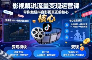 影视解说流量变现运营课,带你触碰抖音影视真正的核心-知乎者也