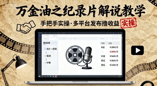 万金油之纪录片解说教学,手把手教你,完全实操,多平台发布撸收益-知乎者也