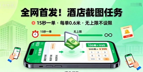 全网首发!酒店截图任务,15秒一单,每单0.6米,任务无上限不设限,矩阵操作单日3张到手【揭秘】-知乎者也