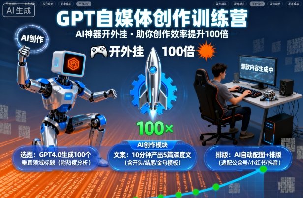 GPT自媒体创作训练营:AI神器开外挂,助你创作效率提升100倍-知乎者也