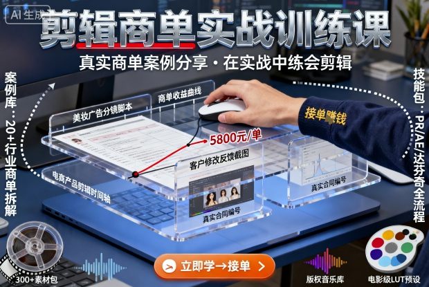 剪辑商单实战训练课,真实商单案例分享,在实战中练会剪辑-知乎者也