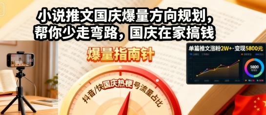 小说推文国庆爆量方向规划，帮你少走弯路，国庆在家搞钱-知乎者也