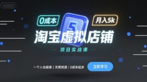 淘宝虚拟店铺项目实战课,一个人也能做,无需货源、0成本起步,月入5k-知乎者也