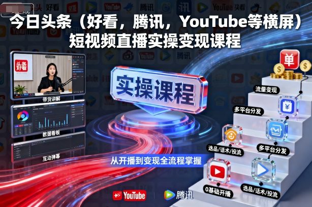 今日头条(好看,腾讯,YouTube等横屏)短视频直播实操变现课程-知乎者也