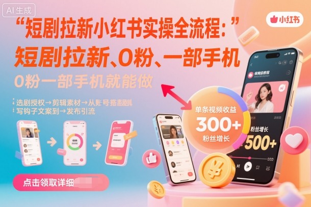 短剧拉新小红书实操全流程,0粉一部手机就可以做,详细教程-知乎者也