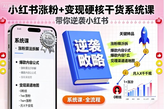 小红书涨粉+变现硬核干货系统课,带你逆袭小红书-知乎者也