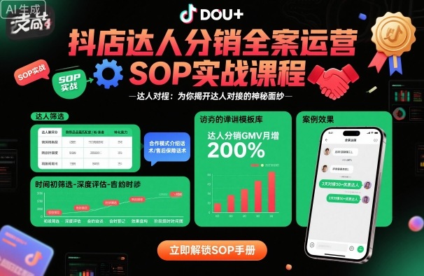 抖店达人分销全案运营SOP实战课程,为你揭开达人对接的神秘面纱-知乎者也