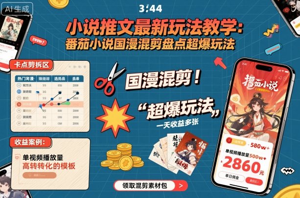 小说推文最新玩法教学,番茄小说国漫混剪盘点超爆玩法,全程干货,一天收益多张-知乎者也