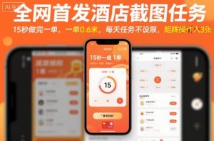 全网首发酒店截图任务，15秒做完一单，一单0.6米，每天任务不设限，矩阵操作日入3张【揭秘】-知乎者也