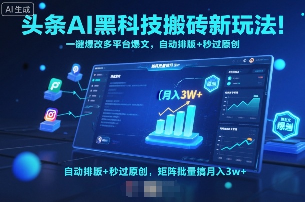 头条AI黑科技搬砖新玩法!一键爆改多平台爆文,自动排版+秒过原创,矩阵批量搞月入3w+【揭秘】-知乎者也