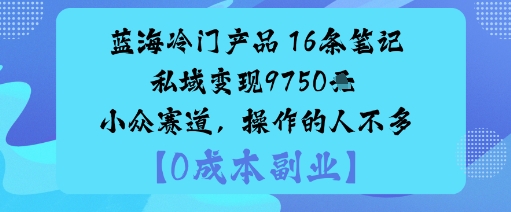 蓝海冷门产品：16条笔记私域变现9750米小众赛道，操作的人不多-知乎者也