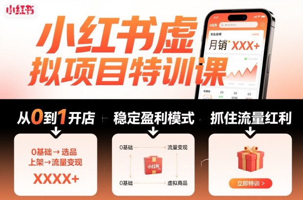 小红书虚拟项目特训课，帮你从0到1打造稳定盈利的店铺，抓住流量红利（更新9月）-知乎者也