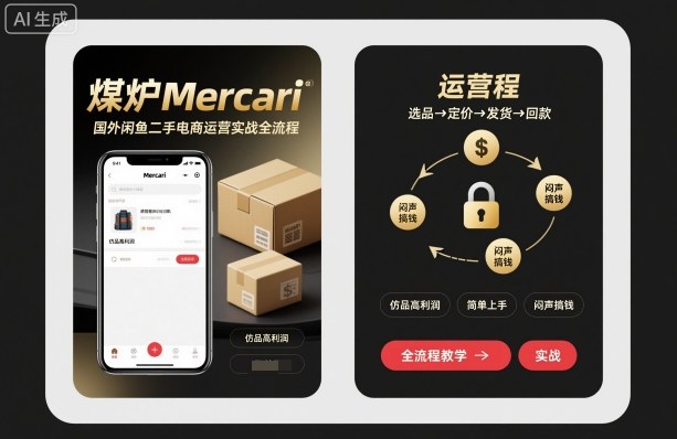 煤炉Mercari国外闲鱼二手电商运营实战全流程,仿品高利润,简单上手,闷声搞钱-知乎者也