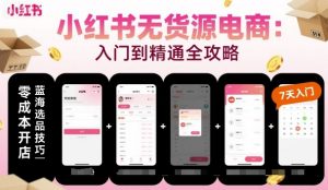 小红书无货源电商,入门到精通,开店+选品+笔记+剪辑+赛道+内容-知乎者也