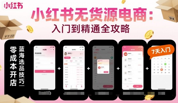小红书无货源电商,入门到精通,开店+选品+笔记+剪辑+赛道+内容-知乎者也