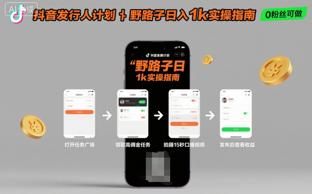 抖音发行人计划全新野路子玩法,随时随地,只要有手机,就能操作,日入1k+【揭秘】-知乎者也
