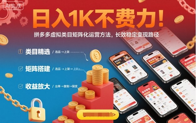 日入1K不费力!拼多多虚拟类目矩阵化运营方法,长效稳定变现路径-知乎者也