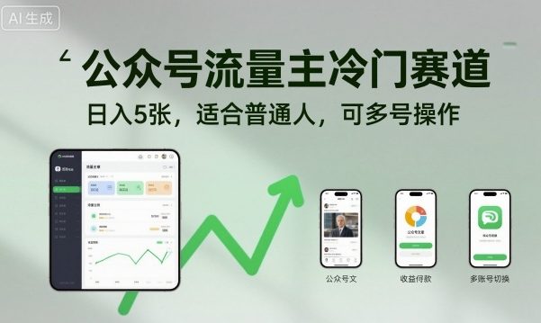 公众号流量主冷门赛道,日入5张,适合普通人,可多号操作-知乎者也