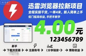 迅雷浏览器拉新项目,全程实操干货,一单4米,新人简单上手-知乎者也