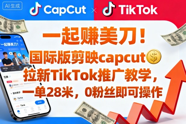 一起賺美刀!国际版剪映capcut拉新TikTok推广教学,一单28米,0粉丝即可操作(附推广入口和教学)-知乎者也