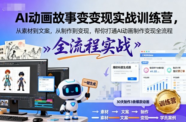 AI动画故事变现实战训练营,从素材到文案,从制作到变现,帮你打通AI动画制作变现全流程-知乎者也