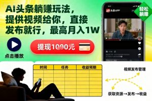 AI头条躺賺玩法,提供视频给你,直接发布就行,最高月入1W+【揭秘】-知乎者也