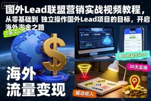 国外Lead联盟营销实战视频教程,从零基础到独立操作国外Lead项目的目标,开启海外淘金之路-知乎者也