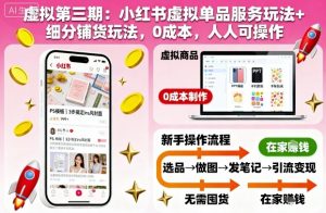 虚拟第三期:小红书虚拟单品服务玩法+细分铺货玩法,0成本,人人可操作-知乎者也