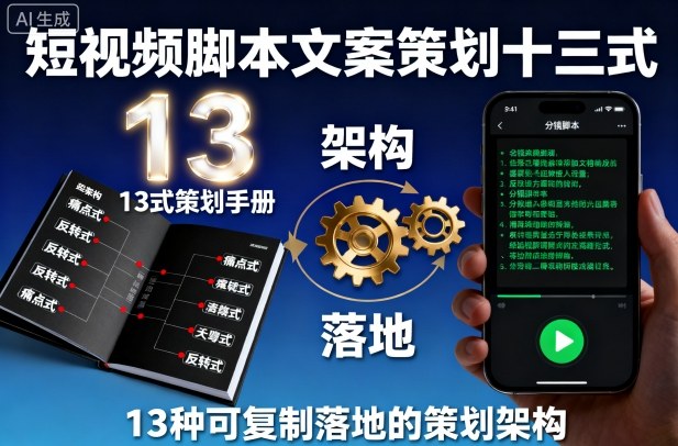 短视频脚本文案策划十三式,13种可复制落地的策划架构-知乎者也