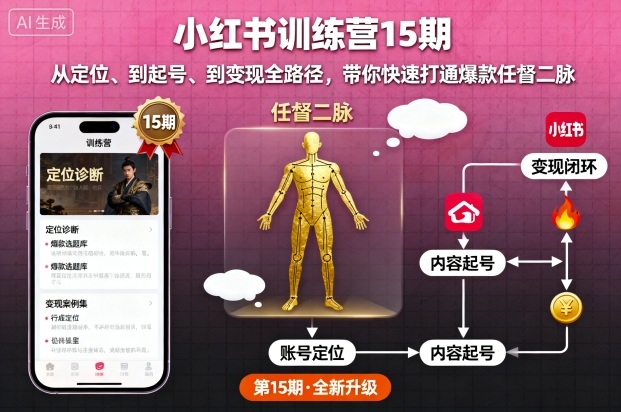 小红书训练营15期,从定位、到起号、到变现全路径,带你快速打通爆款任督二脉-知乎者也