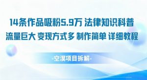 14条作品吸粉5.9W，法律知识科普，流量巨大，变现方式多，制作简单，详细教程-知乎者也